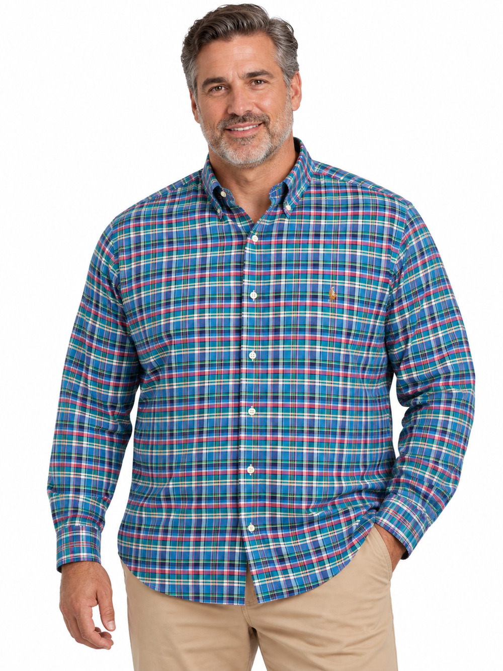 Ralph Lauren Classic Fit Shirt Mens Size 2XB Multicolor Plaid Oxford Preppy